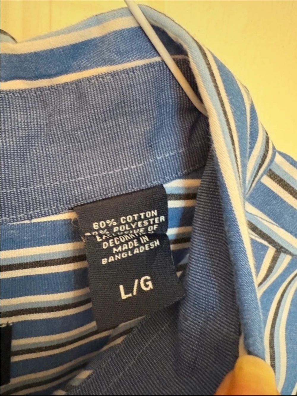 Chaps Classic Men's Blue Striped Button-Down Shirt - Picture 3 of 3
